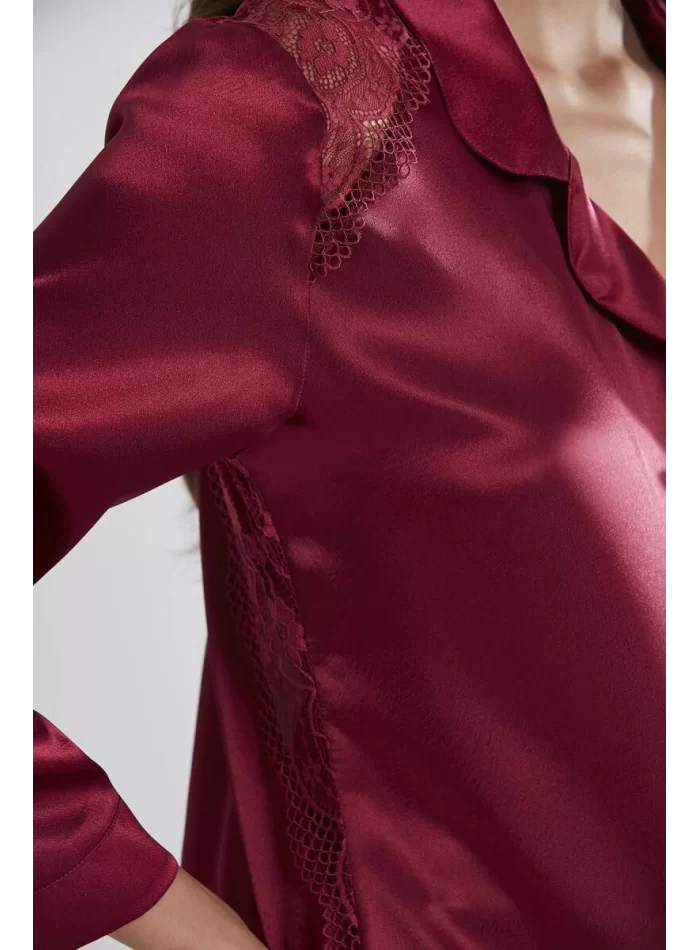 Kaliteli Şık Bordo Kadın Pijama Takımı