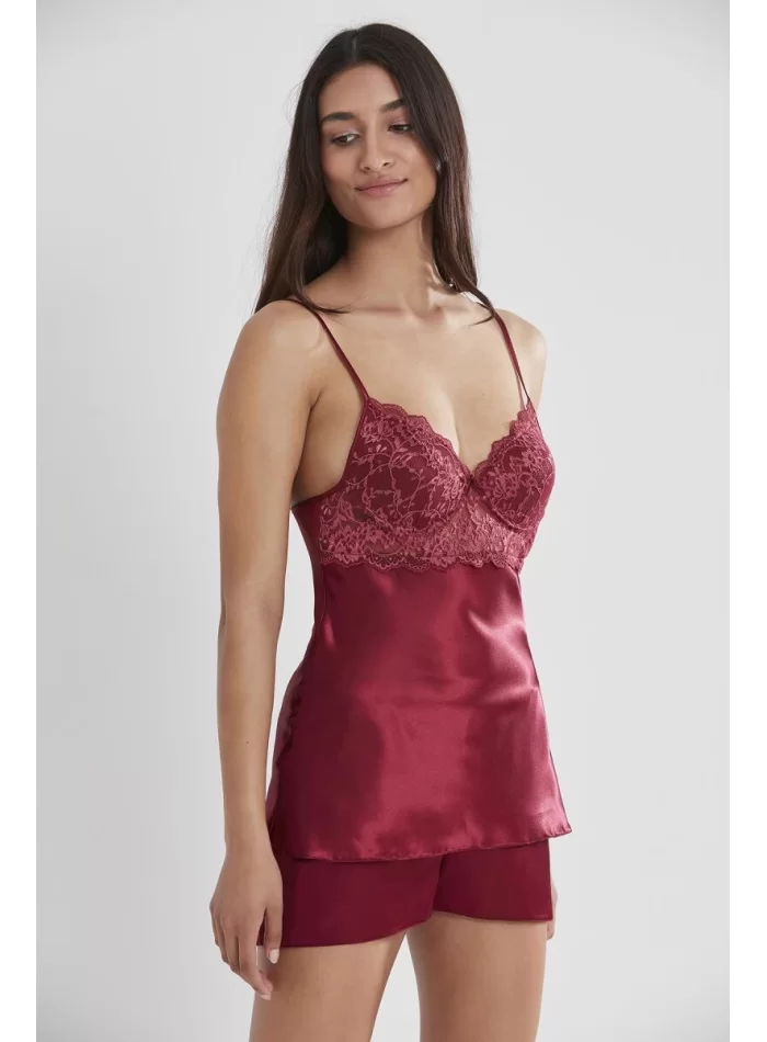 Babydoll Şort Takımı - Şık Bordo Renk