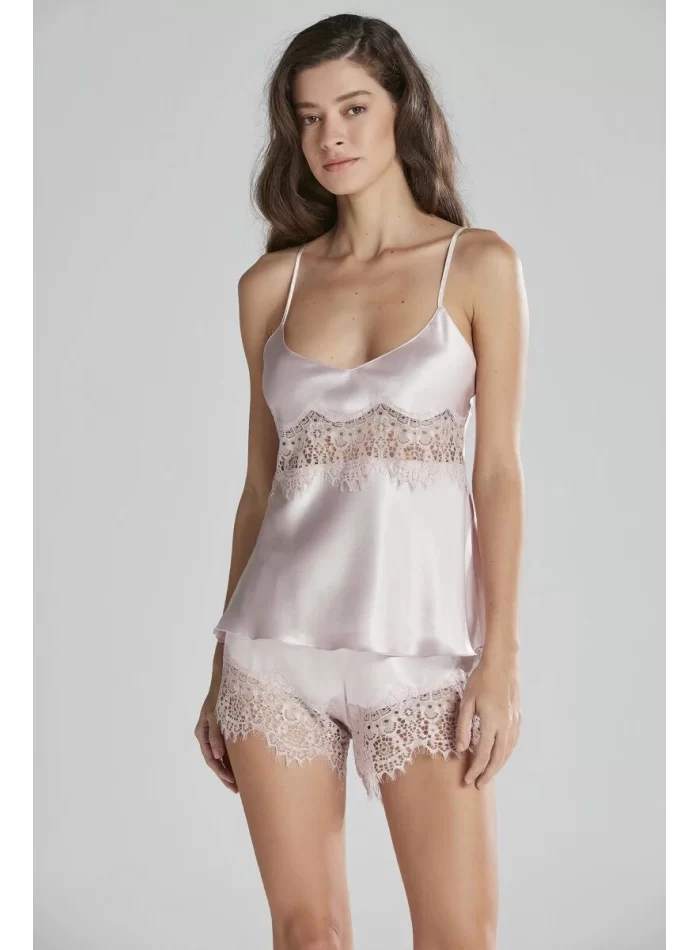 Kaliteli Saten Babydoll Şort & Kombi Takım - Pudra Renk
