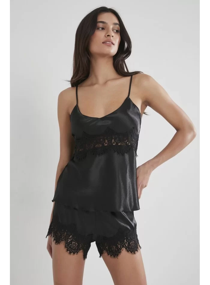 Kaliteli Şık Babydoll Şort Takım - Siyah