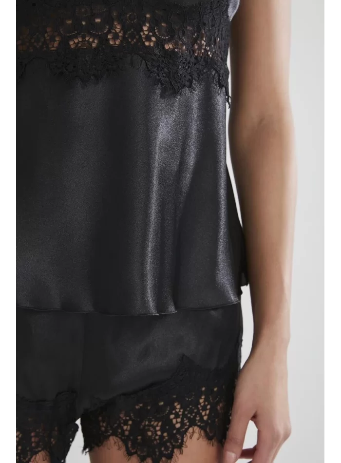 Kaliteli Şık Babydoll Şort Takım - Siyah