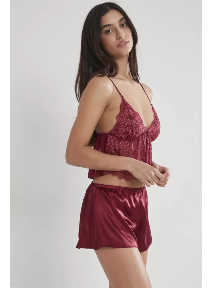 Babydoll Şort & Kombi Takım - Şık Bordo Renk