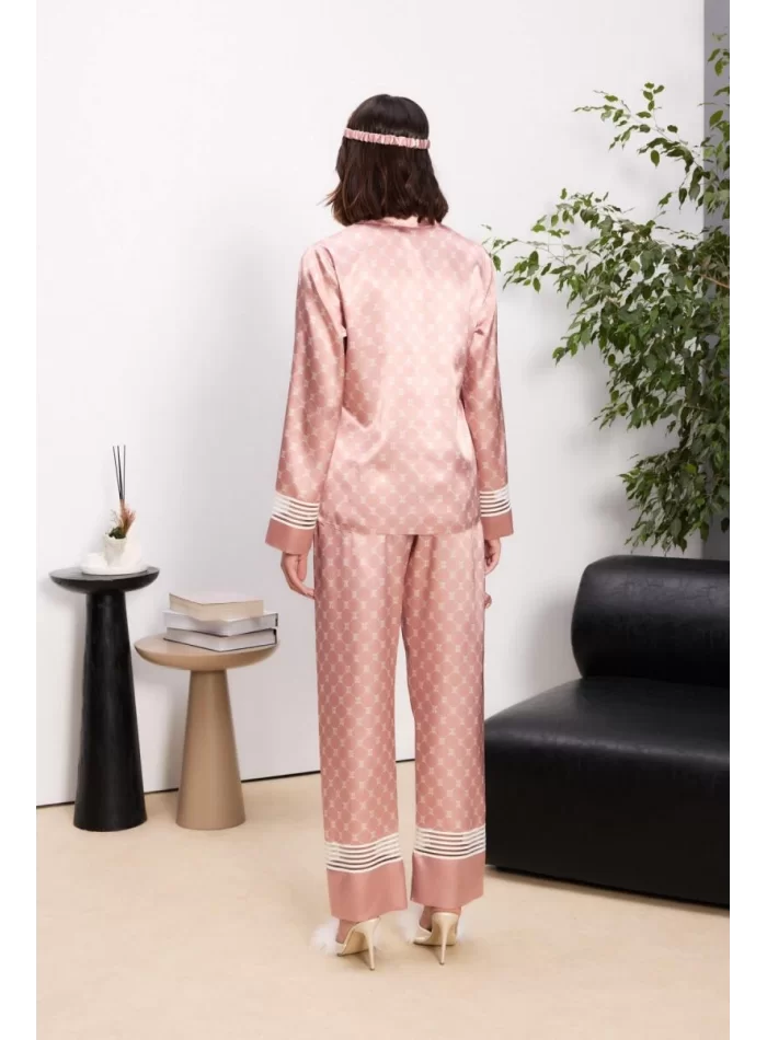 Kaliteli Şık Saten Kadın Pijama Takımı - Brandy Renk