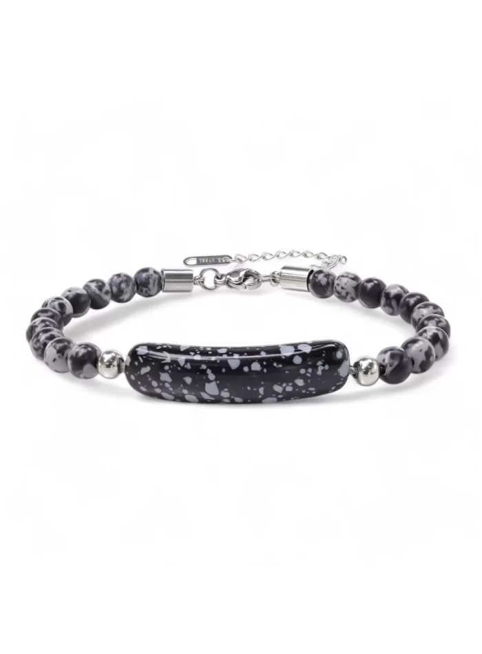 Snowy Obsidian Taşı Bileklik – Toptan Satış