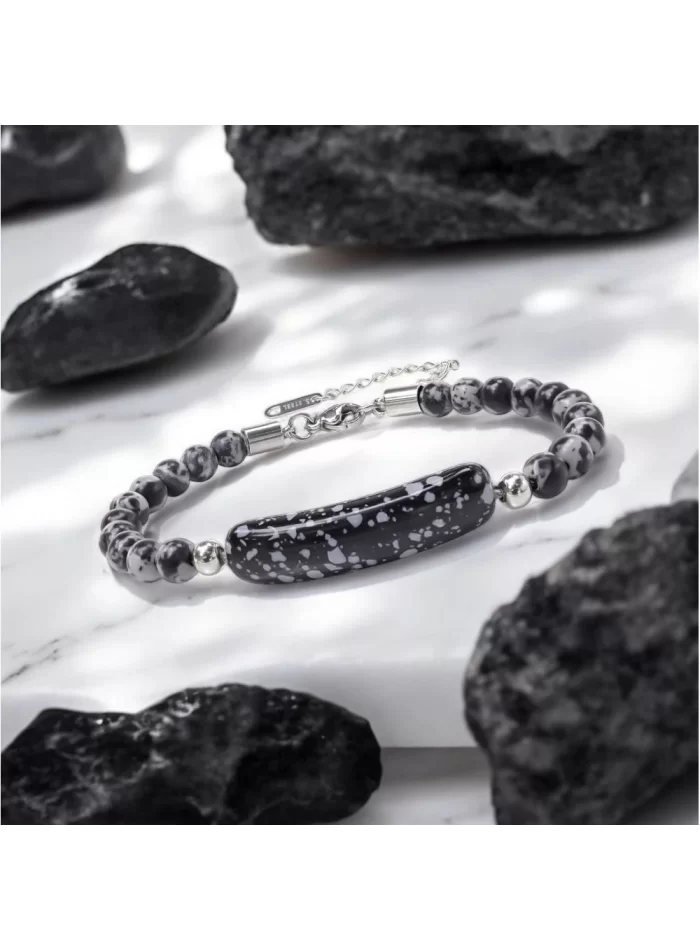 Snowy Obsidian Taşı Bileklik – Toptan Satış