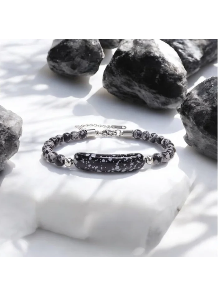 Snowy Obsidian Taşı Bileklik – Toptan Satış