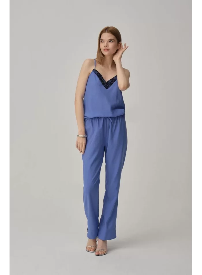 Kaliteli Şık Sophie Kadın Pijama Takımı Mavi