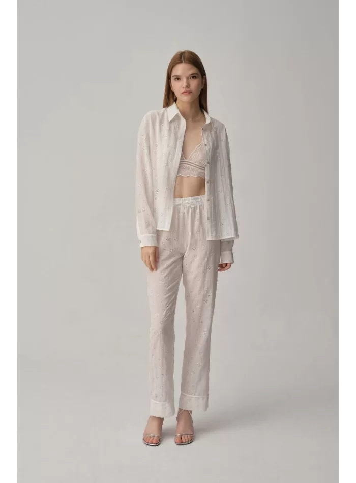TINA Şık Rahat Kadın Braletli Pijama Takımı - Beyaz