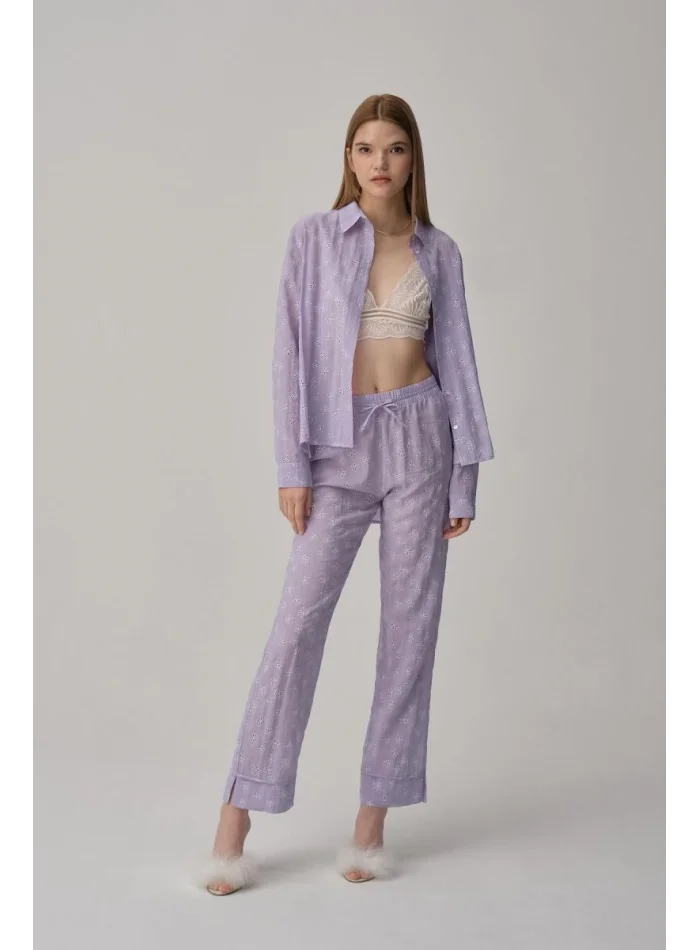TINA Şık Rahat Vegan Kadın Braletli Pijama Takımı Lilac