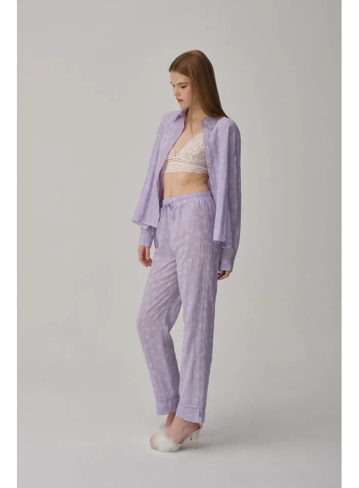 TINA Şık Rahat Vegan Kadın Braletli Pijama Takımı Lilac