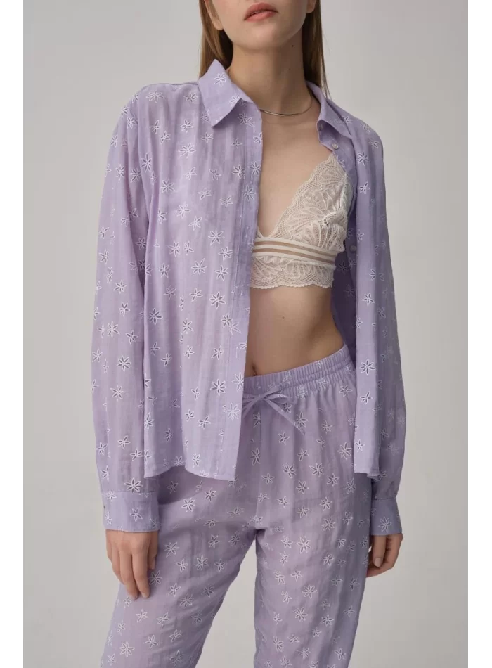 TINA Şık Rahat Vegan Kadın Braletli Pijama Takımı Lilac