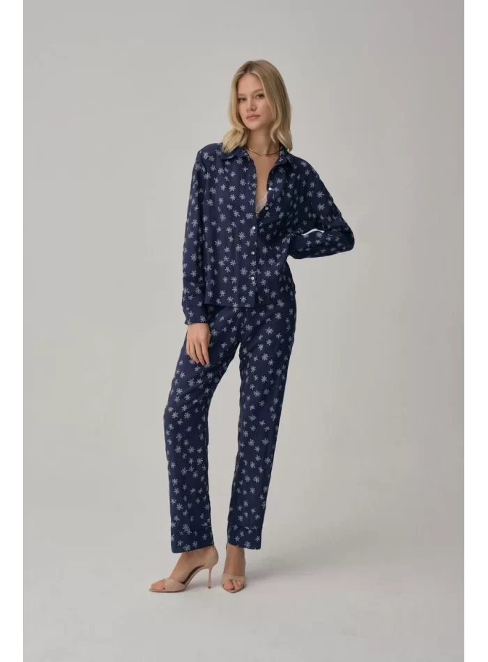TINA Şık Rahat Kadın Braletli Pijama Takımı Navy