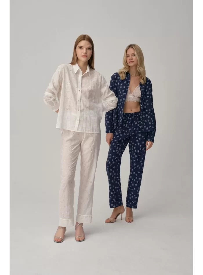 TINA Şık Rahat Kadın Braletli Pijama Takımı Navy