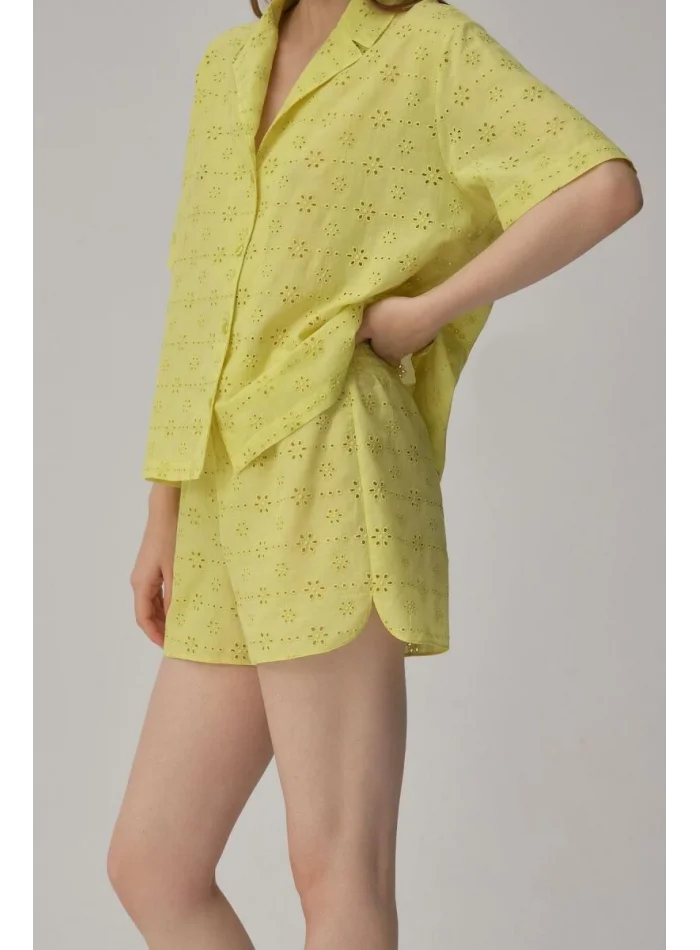 VANESSA Şık Yaz Pijama Takımı Lime Renk