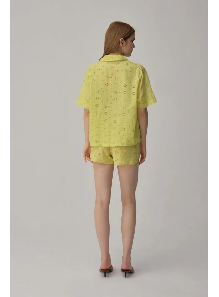 VANESSA Şık Yaz Pijama Takımı Lime Renk