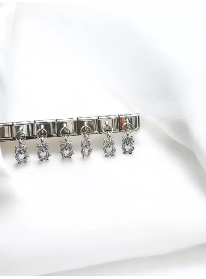 Zirkon Taşlı Baykuş Motif İtalyan Charm