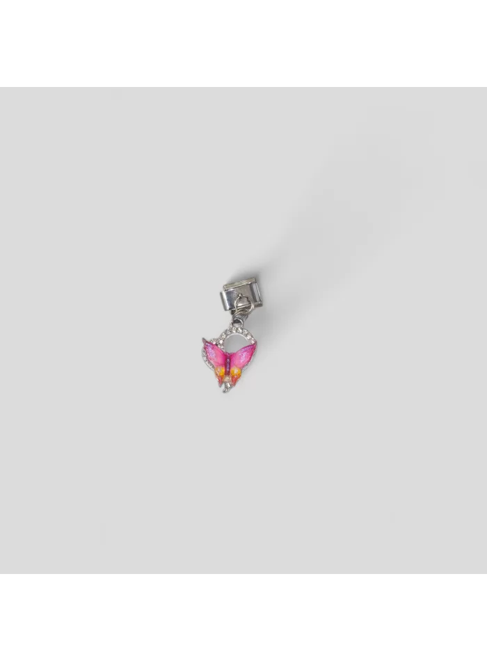 Zirkon Taşlı Sallantılı Kelebek İtalyan Charm Pembe