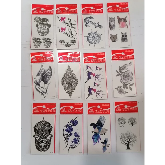 12 Adet Birden Minimal Yapıştırma Dövme Model 1