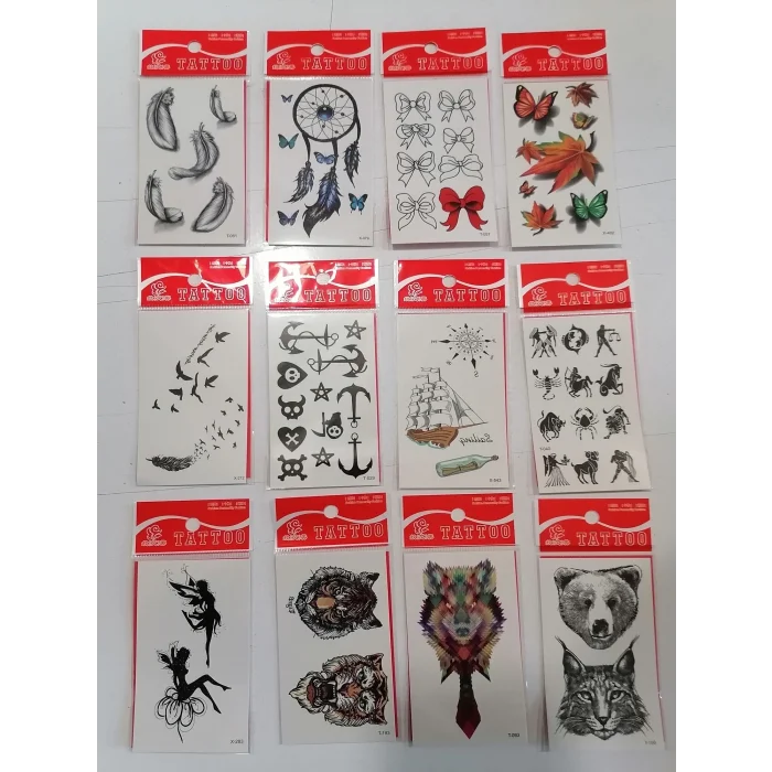 12 Adet Birden Minimal Yapıştırma Dövme Model 12