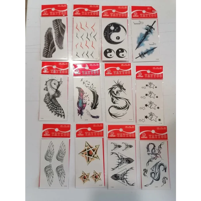 12 Adet Birden Minimal Yapıştırma Dövme Model 14