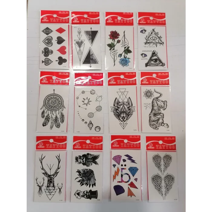 12 Adet Birden Minimal Yapıştırma Dövme Model 4