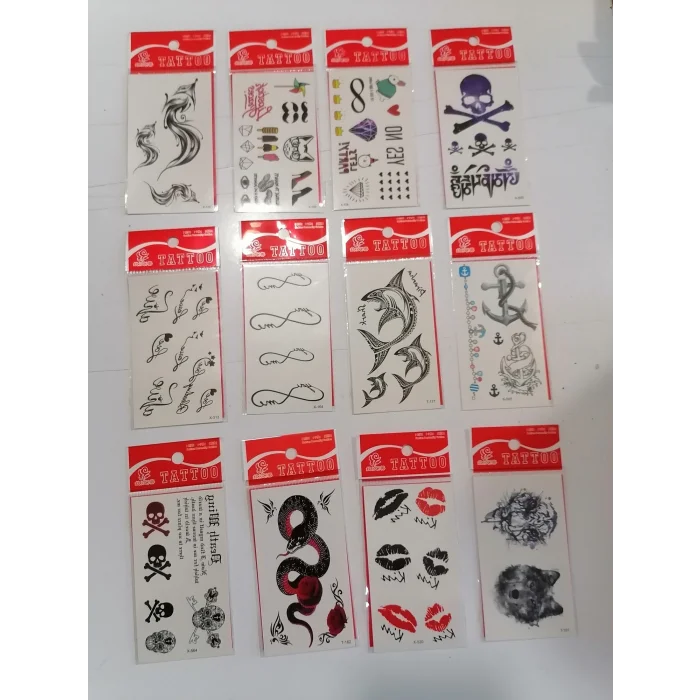 12 Adet Birden Minimal Yapıştırma Dövme Model 8