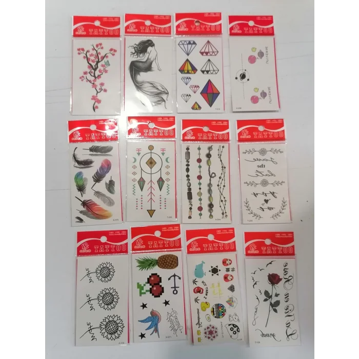 12 Adet Birden Minimal Yapıştırma Dövme Model 9