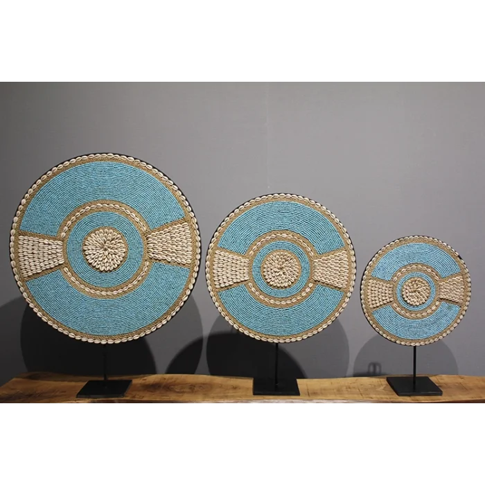 3Lü Deniz Kabuğu İşlemeli Dekoratif Obje 3Natural-17