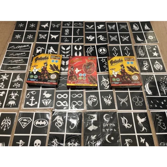 50 Sayfa Kına Deseni ve 12 Tüp Golecha Kına Seti