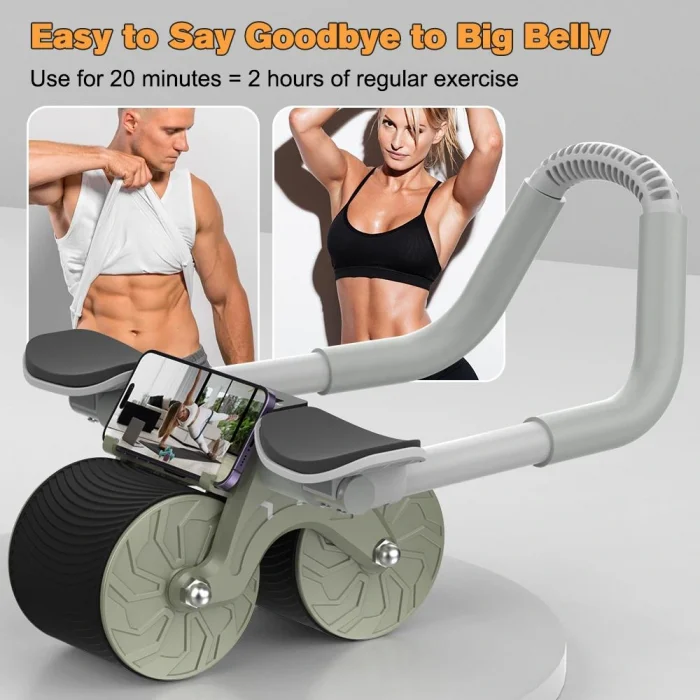 Supertrend Ab-04 Ab Roller Dirsek Destekli Karın Çalıştırıcı, Otomatik Geri Tepme Özellikli, Diz Matlı Karın Kası Çalıştırıcı, Erkekler ve Kadınlar Için, Karın Kası Antrenmanı, Çift Tekerlekli