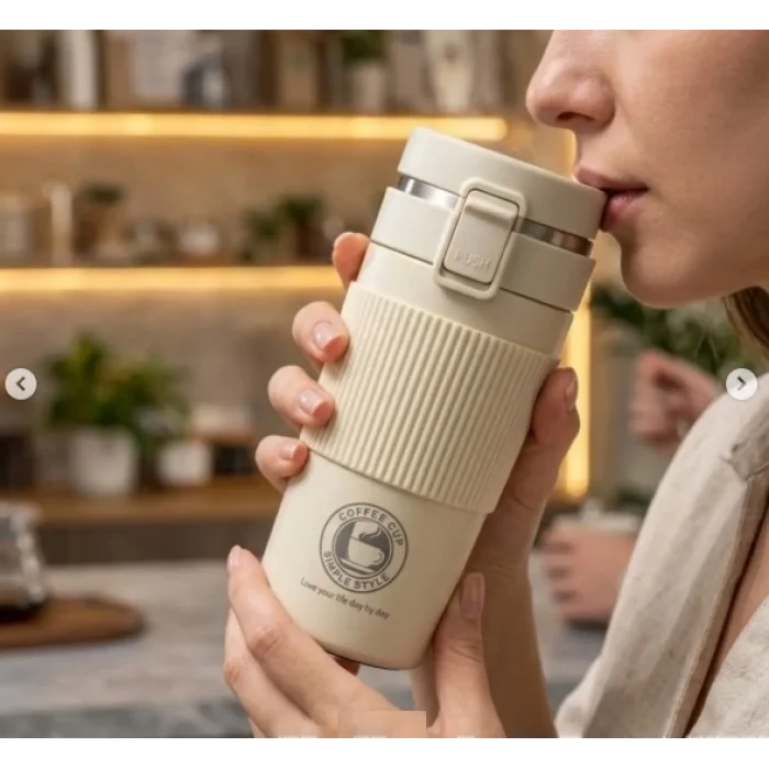 500 Ml Paslanmaz Çelik Termos Dereceli Mug - Sızdırmaz Kapaklı Çift Katmanlı Dereceli Termos  TKN4627