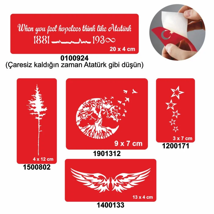 Ağaçlar 5li Set Geçici Dövme Kına Şablonu