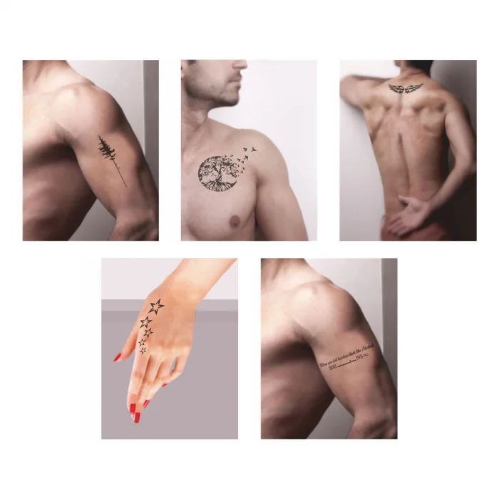 Ağaçlar 5li Set Geçici Dövme Kına Şablonu