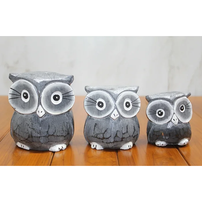 Ahşap 3Lü Baykuş Seti Polos:2