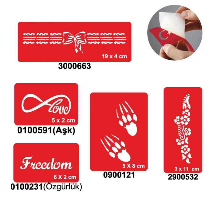 Aşk Özgürlüktür 5li Set Geçici Dövme Kına Şablonu
