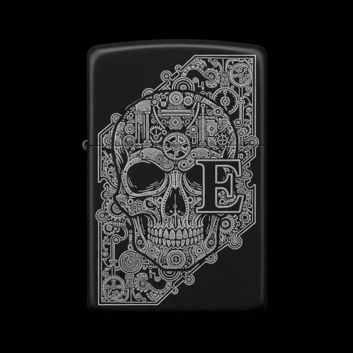 Benzinli Çakmak Kuru Kafa Figürlü E Harfli Tasarım - V17