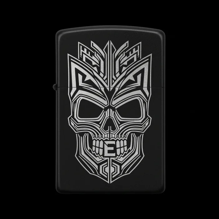 Benzinli Çakmak Kuru Kafa Figürlü E Harfli Tasarım - V37