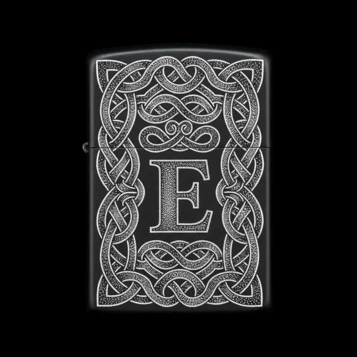 Benzinli Çakmak Kuru Kafa Figürlü E Harfli Tasarım - V4