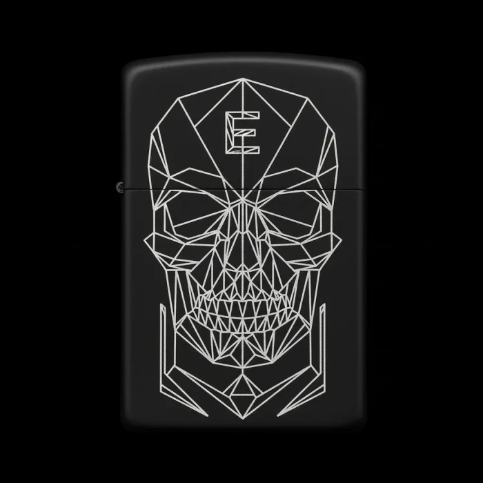 Benzinli Çakmak Kuru Kafa Figürlü E Harfli Tasarım - V52