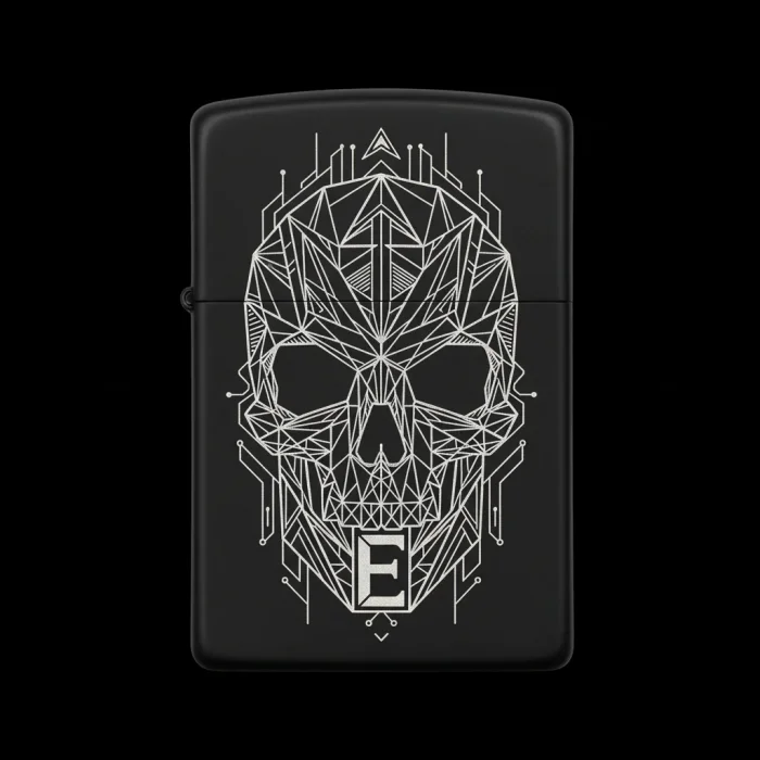 Benzinli Çakmak Kuru Kafa Figürlü E Harfli Tasarım - V53