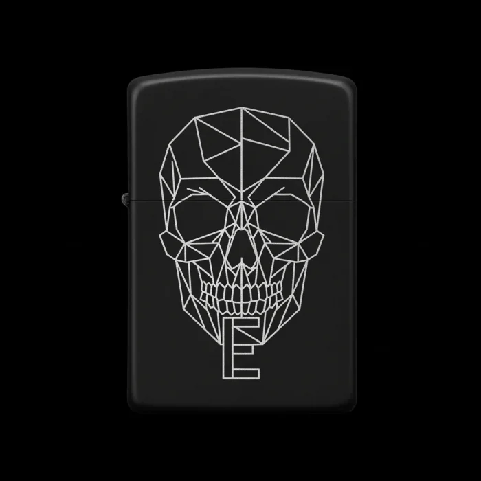 Benzinli Çakmak Kuru Kafa Figürlü E Harfli Tasarım - V65