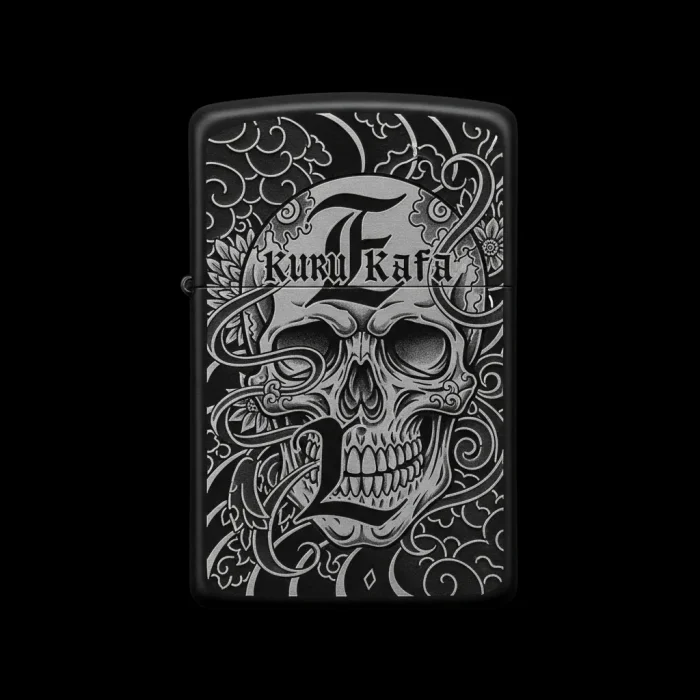 Benzinli Çakmak Kuru Kafa Figürlü E Harfli Tasarım - V70