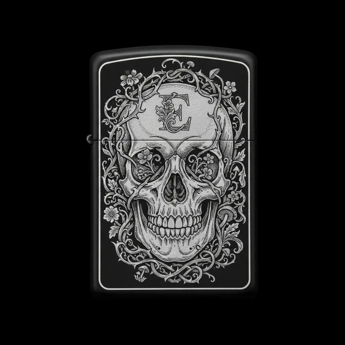 Benzinli Çakmak Kuru Kafa Figürlü E Harfli Tasarım - V74