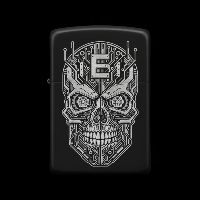 Benzinli Çakmak Kuru Kafa Figürlü E Harfli Tasarım - V92