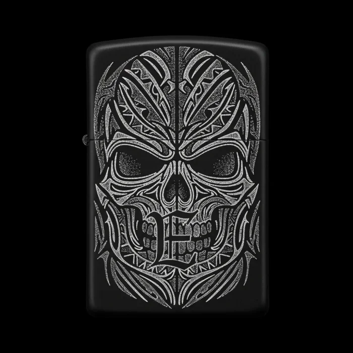 Benzinli Çakmak Kuru Kafa Figürlü E Harfli Tasarım - V94