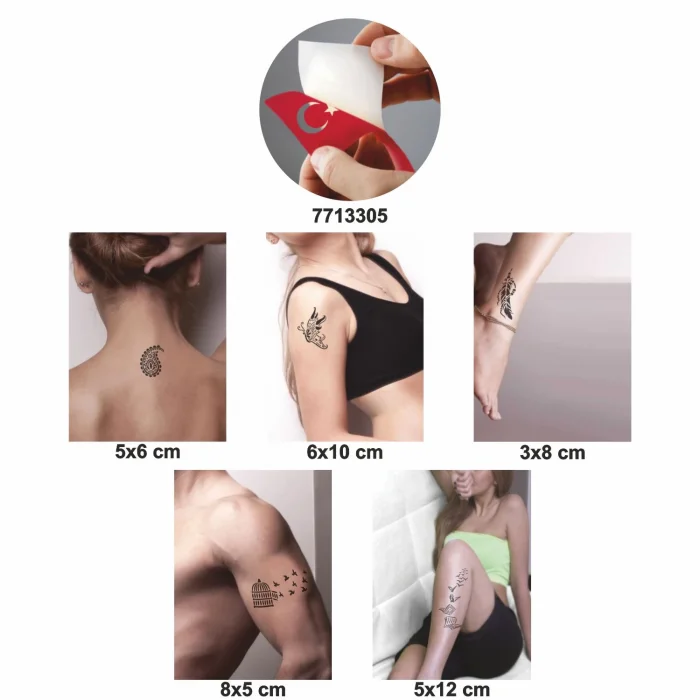 Bir Çiçek Bir Kelebek 5 li Set Geçici Dövme Kına Şablonu