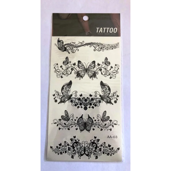 Çiçekli Kelebekler Yapıştırma Sticker Dövme Geçici Dövme Temporary Tattoos