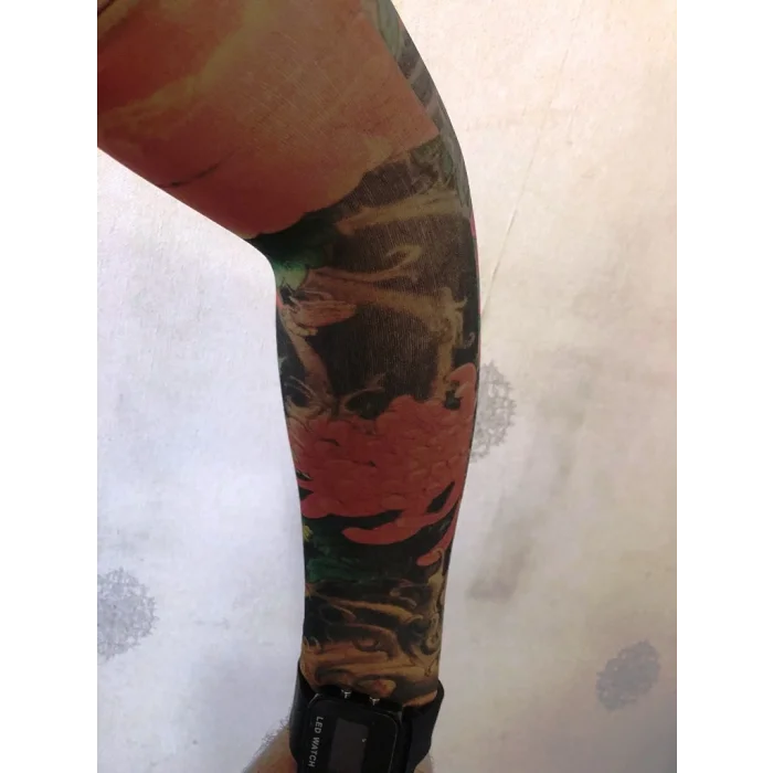 Çift Kol Giyilebilir Dövme Alev Desenler Tattoo Sleeve