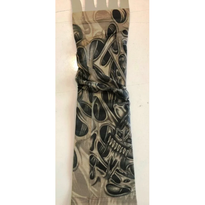 Çift Kol Giyilebilir Dövme İskelet Desenler Tattoo Sleeve