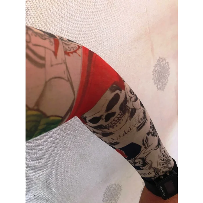 Çift Kol Giyilebilir Dövme Kuru Kafacı Desenler Tattoo Sleeve